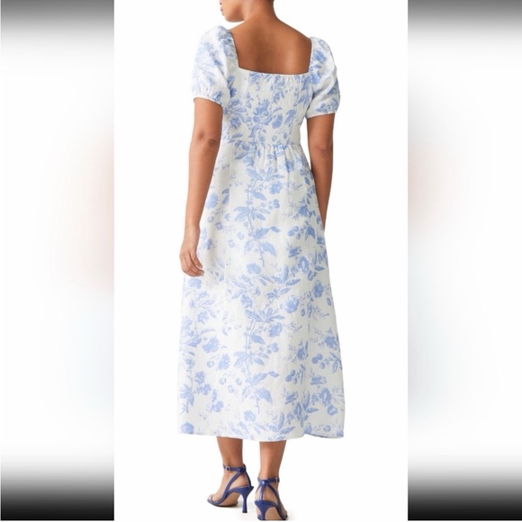 & Other Stories Blue and White Floral Midi Dress - Picture 2 of 3